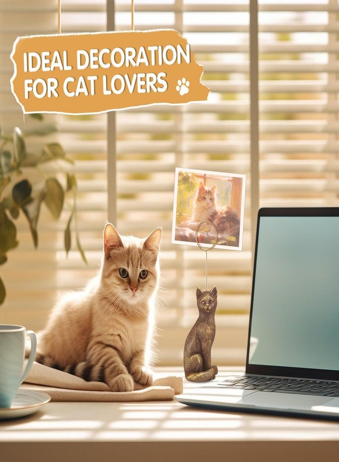 BrightRow Resin Animal Photo Clip Holder Pet Shape Picture Frame Pet Photo Display with Distressed Finish Place Memo Card Stand Cute Pets Picture Clip Holder for Home Office Desk Decoration(1,Cat) - Image 5
